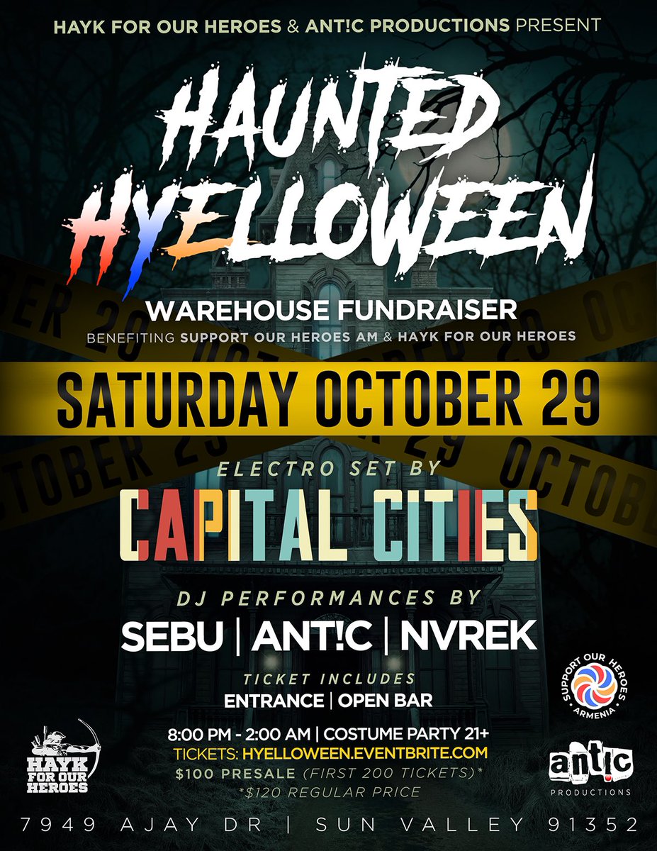 Next weekend I'll be DJing alongside <a href="/capitalcities/">Capital Cities</a> <a href="/sebusimonian/">Sebu</a> <a href="/its_antic/">Ant!c</a>. Proceeds will be going to Hayk for our Heroes and Support Our Heroes! Come thru and have a good time for a great cause!