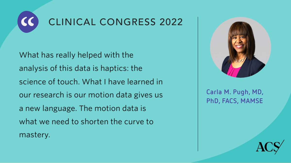 AmCollSurgeons's tweet photo. In today's final Named Lecture, Dr. Carla Pugh speaks about wearable technology and precision surgery. @CarlaPughMDPhD #ACSCC22 https://t.co/m3PDYIvC9s