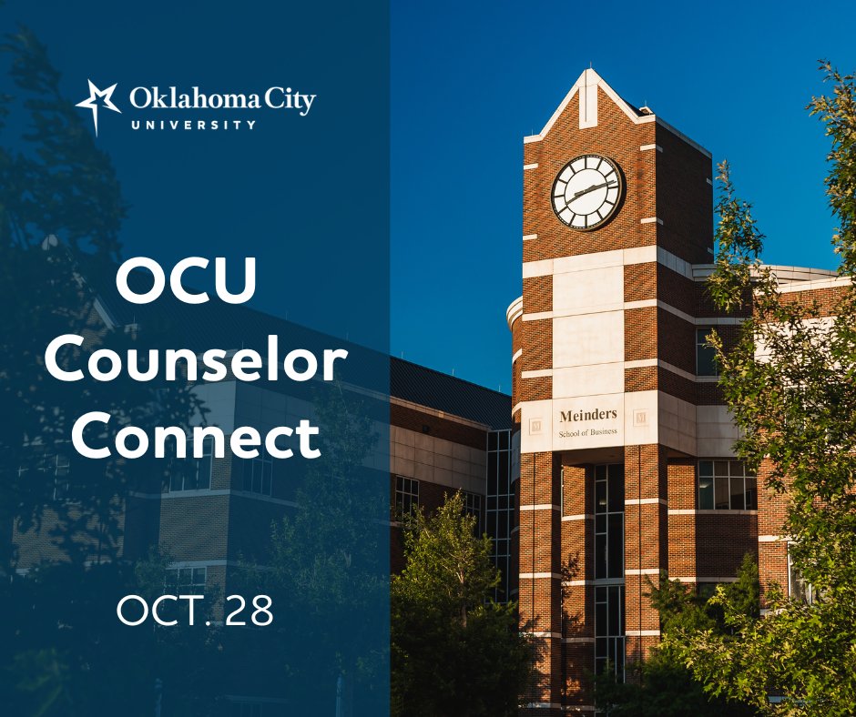 High school counselors: Come learn more about OCU! Find out about the opportunities available to your students from our Petree College of Arts & Sciences, Kramer School of Nursing and Meinders School of Business. Register here: okcu.link/3COWrq4.