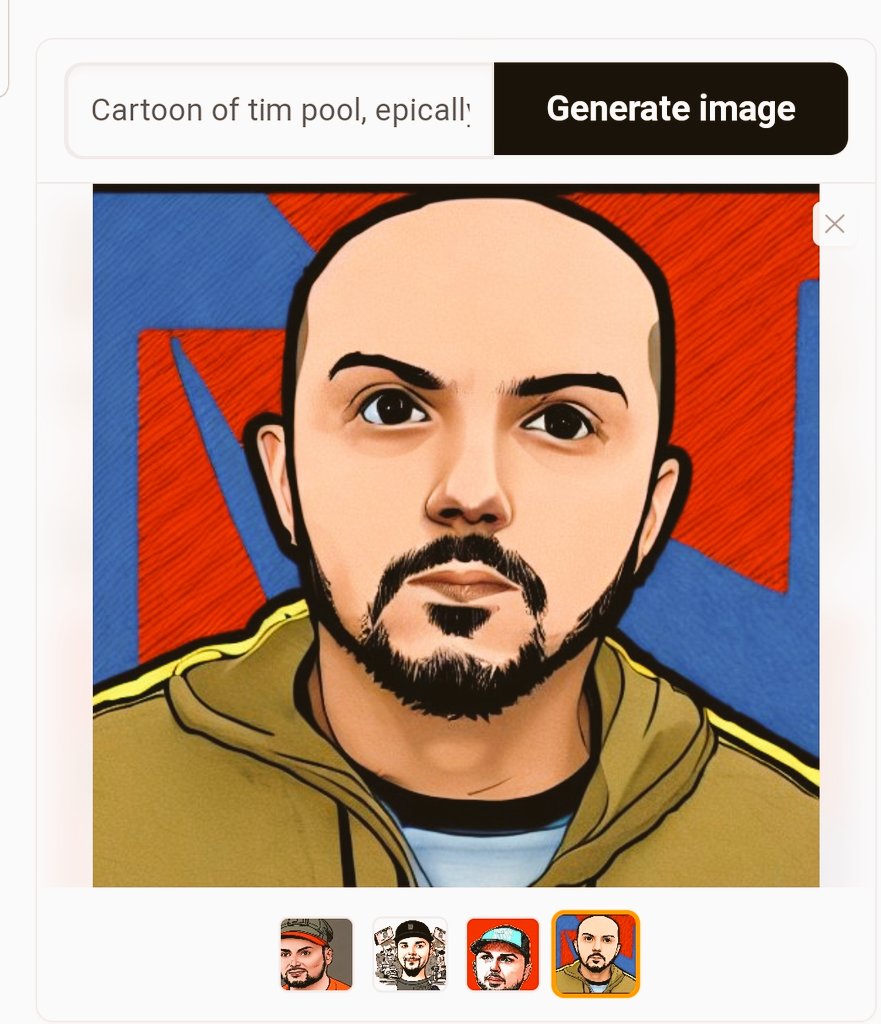 SHIELDOPSBOSS's tweet photo. I asked @huggingface to generate me a @Timcast #cartoon...It's getting #smarter #ai #wheresthebeanie? #timISbald https://t.co/00qiPi918K