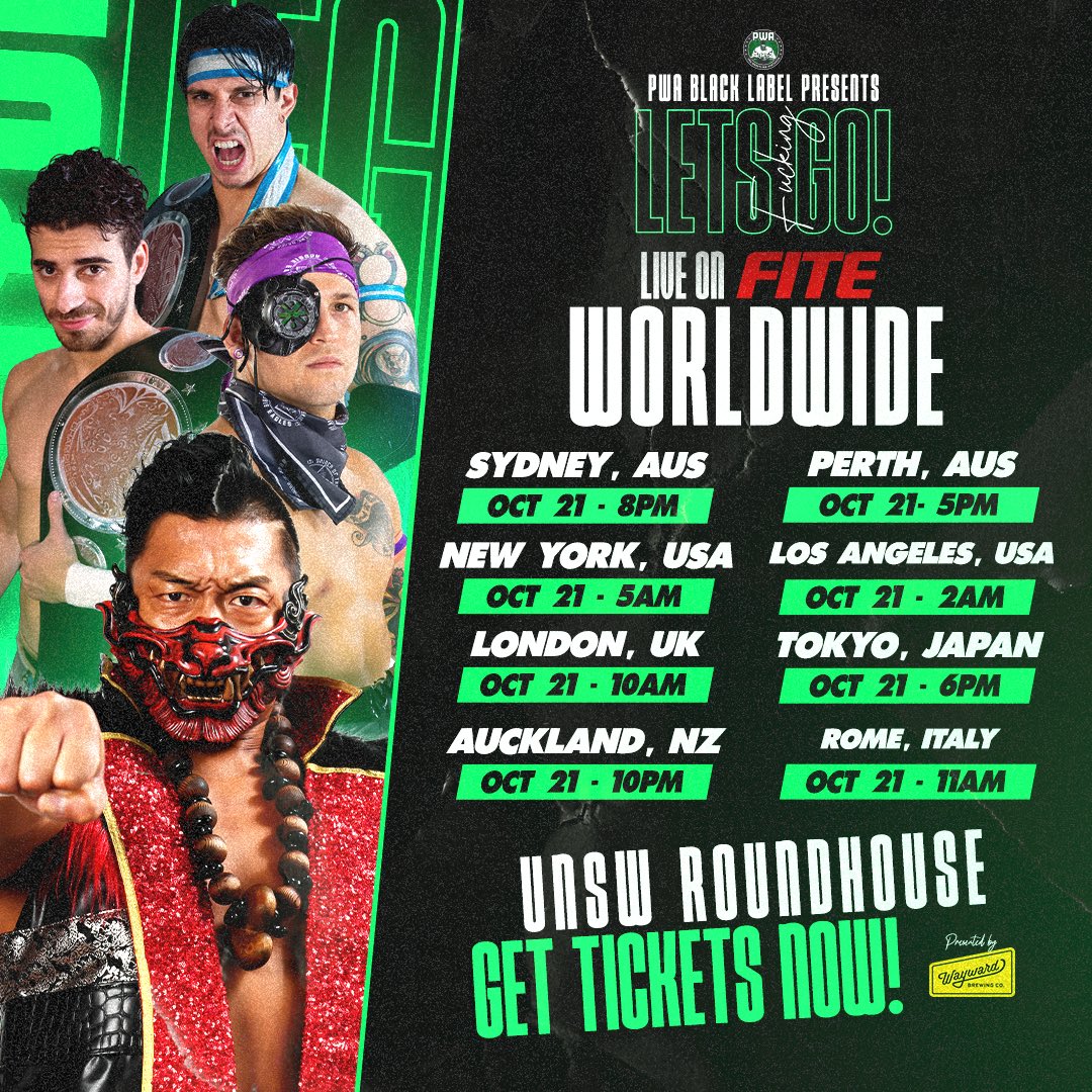 PWAaustralia's tweet photo. 🔥🎥COMPETITION TIME! WIN A FREE LIVE STREAM CODE ON FITE! 🎥🔥

We have 2 Live Stream codes to watch PWA Black Label Presents: Lets F%&amp;$ing Go!  LIVE on @FiteTV FREE! 

To Enter:
1️⃣Follow @PWAaustralia
2️⃣Quote Tweet this post and Tag a friend.

Winner announced 12pm Tomorrow https://t.co/XgfuuL9K7k