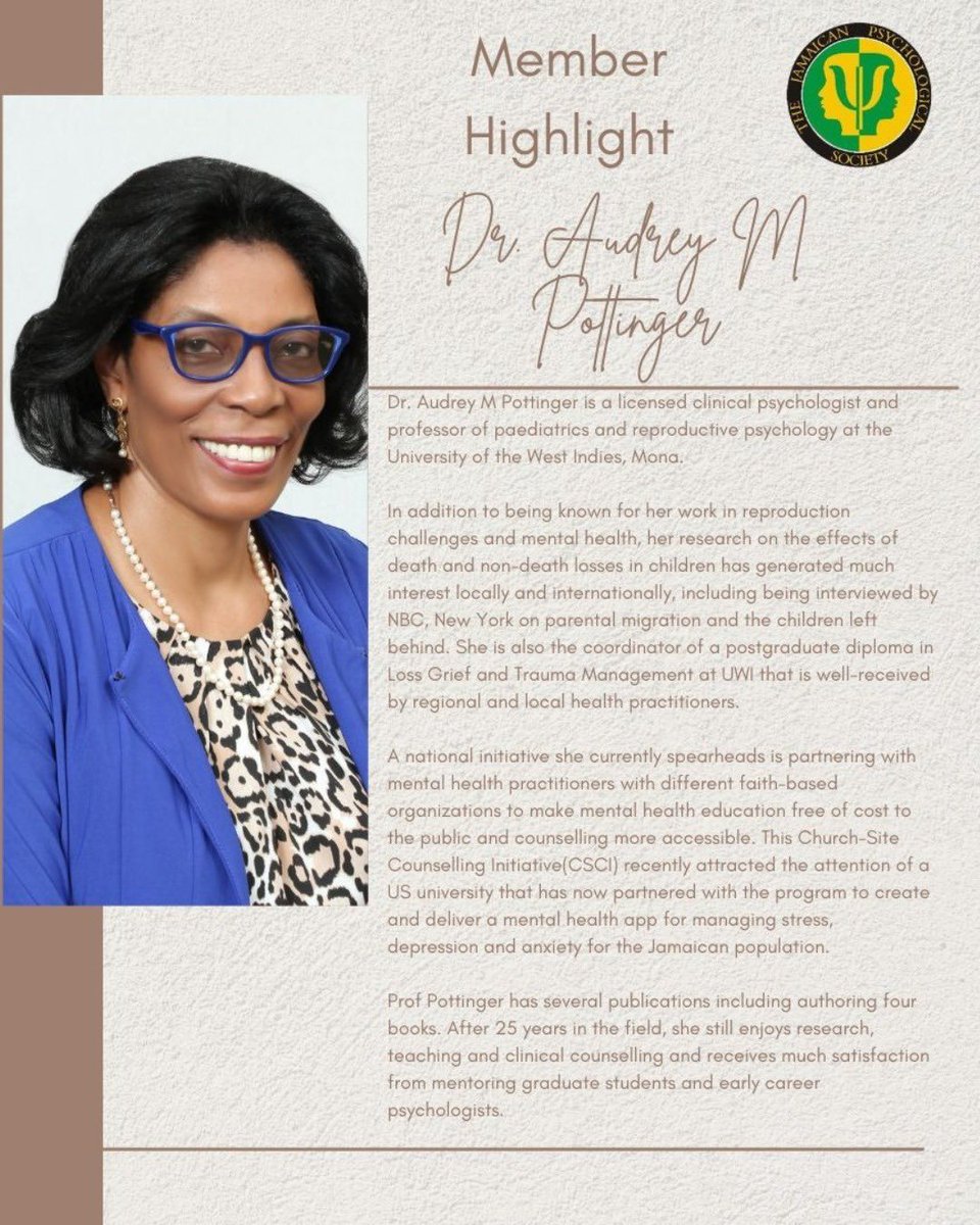 JamPsych's tweet image. We would like to highlight our outstanding member, Dr Audrey Pottinger