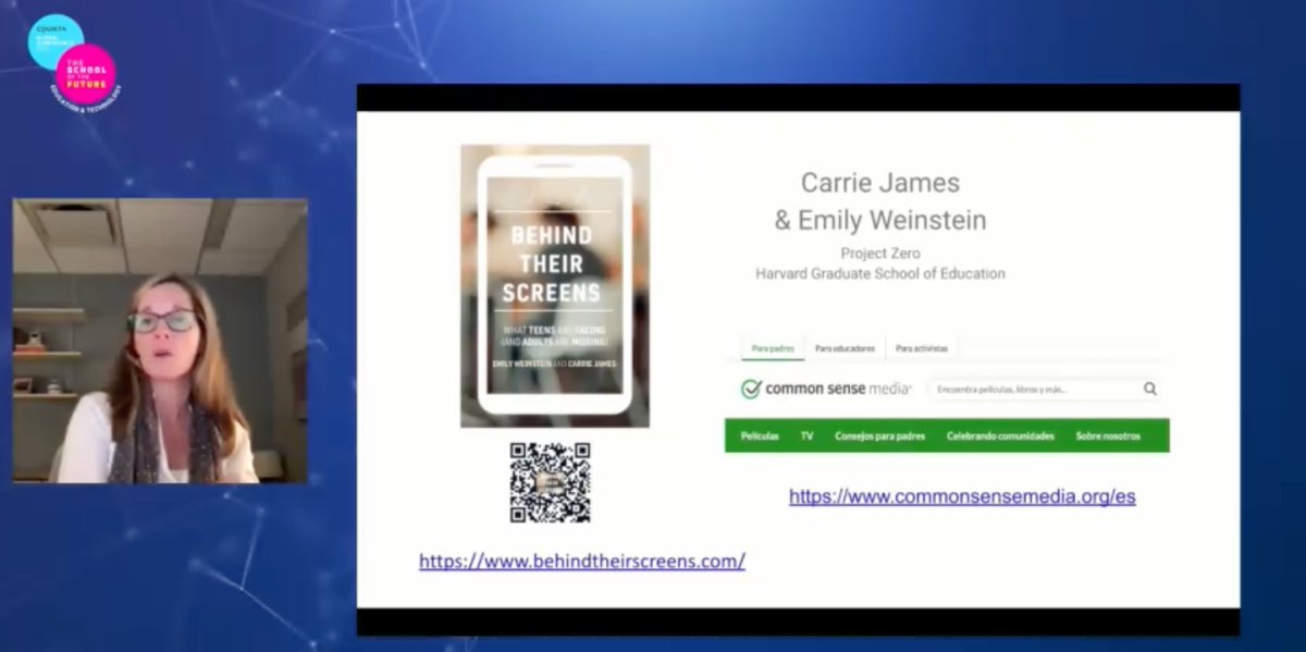 MrsAmadorScott's tweet photo. What a session to start my day with! Listening to @carrie_james &amp; @em_weinstein from @Harvard  learning about their @ProjectZeroHGSE #research and how to teach #teens about #DigitalCitizenship with @CommonSenseEd #dilemmas #thinkingroutines
#SOFT22 #TheSchoolOfTheFuture https://t.co/1Gv5sMVhxj