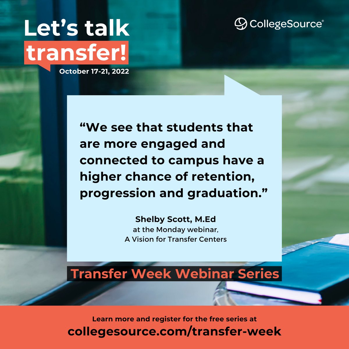CollegeSource's tweet photo. It was great learning how campuses can positively impact the transfer student experience. Thank you to Shelby Scott of  @UnivWestGa for the helpful ideas!

Learn more, register, and watch! ⤵️
https://t.co/8UPnPWdFmm

#TransferStudentWeek #CollegeSourceTransferTalk https://t.co/risKxwgZNz