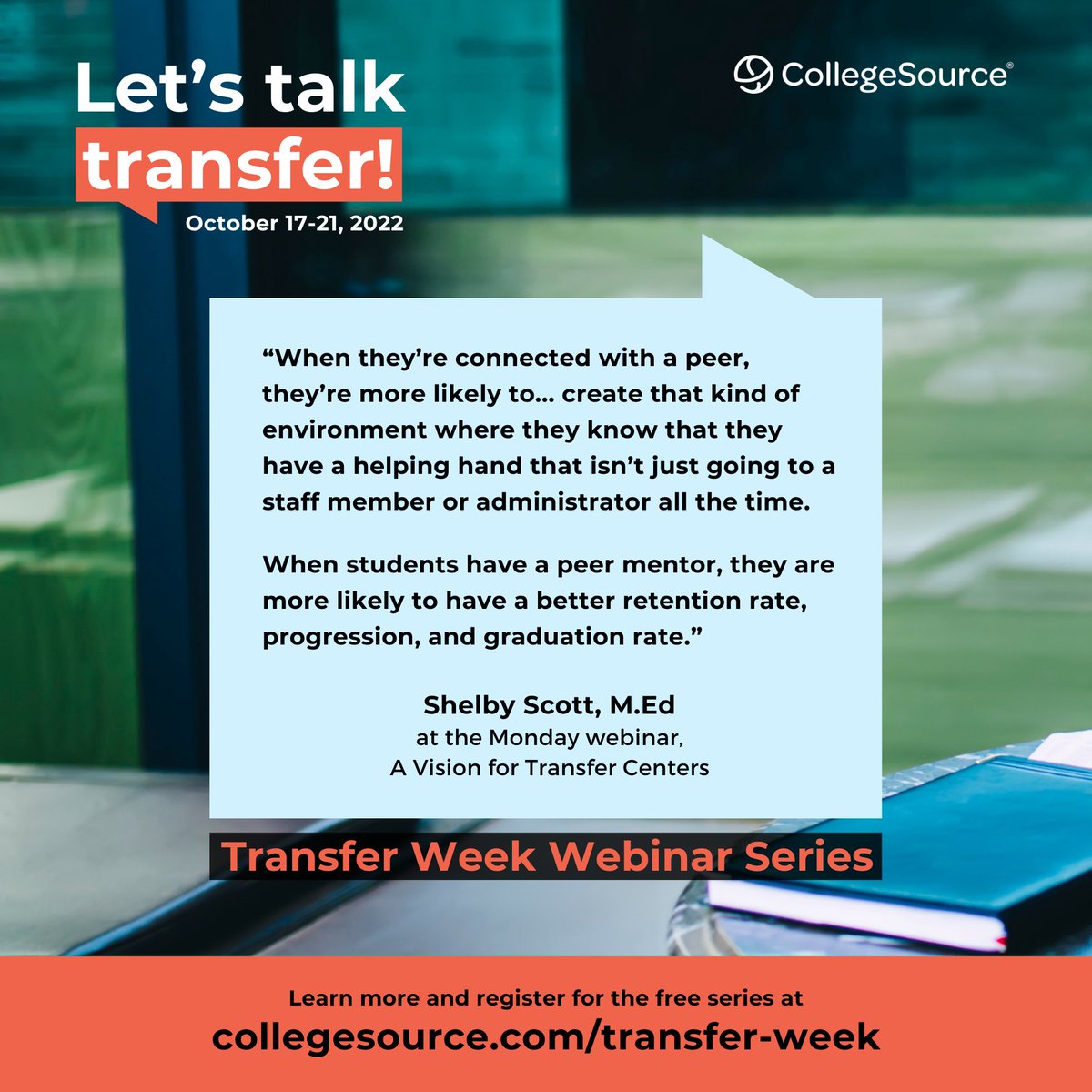 CollegeSource's tweet photo. It was great learning how campuses can positively impact the transfer student experience. Thank you to Shelby Scott of  @UnivWestGa for the helpful ideas!

Learn more, register, and watch! ⤵️
https://t.co/8UPnPWdFmm

#TransferStudentWeek #CollegeSourceTransferTalk https://t.co/risKxwgZNz