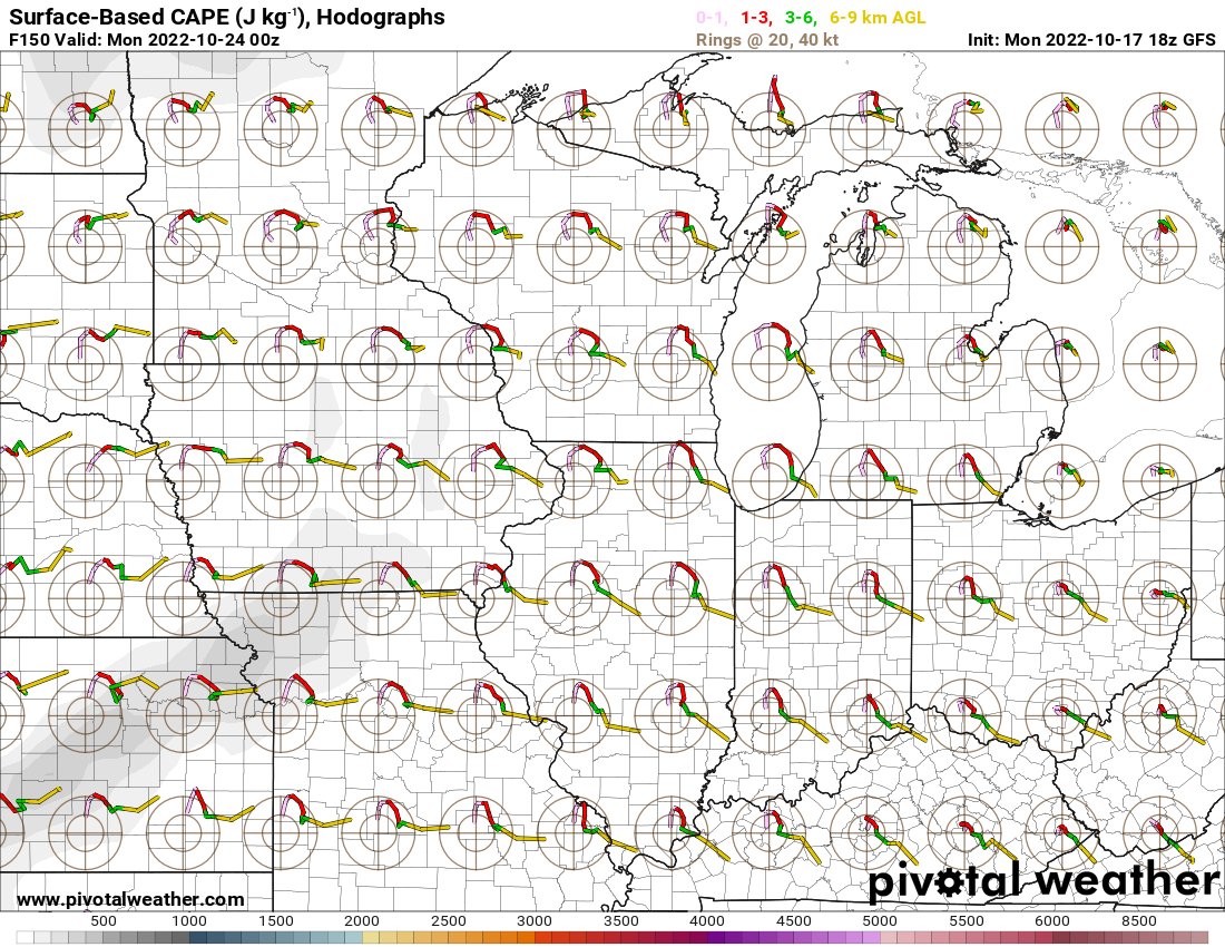 Quite an uptick in the 00z GFS for Iowa/Minnesota this coming Sunday (Oct 23).

That 700-800mb warm layer has suppressed quite significantly.
Dews have come up ever so slightly...

(18z First Pic, 00z Second Pic & 00z Sounding Third Pic)

#iawx #mnwx #weather https://t.co/35rQA7sqgX
