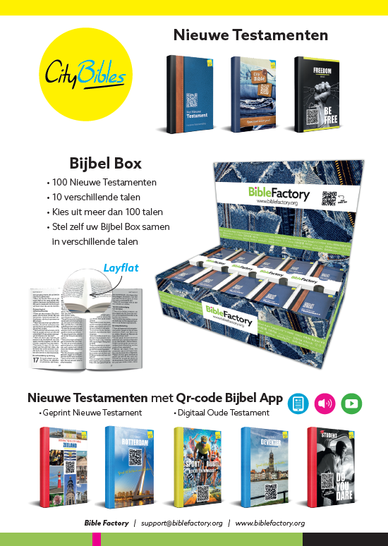 We hebben een nieuw product ontwikkeld. Een Bible box die gevuld kan worden met Nieuwe Testamenten in één of meer talen (maximaal 10 talen). Lees er alle over via biblefactory.org/nl/bundle-2.ht…
