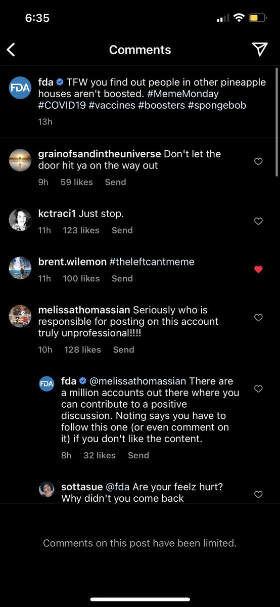 rad3arthling's tweet photo. Lmao who’s the quirky die hard Biden fan that runs @US_FDA ig account 🤣 y’all are mad salty in the comments too #FDA https://t.co/NOkw5C2WFM