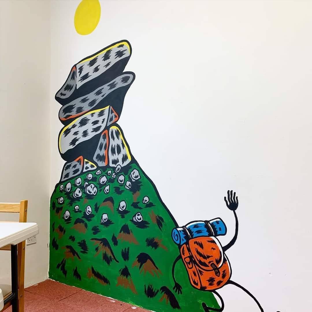 ElvyCurious's tweet photo. Wow! We are so lucky to have Ali of Hands for Feet design & paint for us at #BaseCamp in Bodmin It has transformed this #community space & brought the #OutsideInside. Ali is responsible for our cool logo that has become such an important part of what we do #cooldesign #Outdoors https://t.co/IrQBvEBdhZ