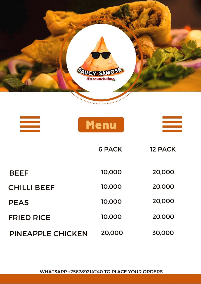 What’re you ordering today? WhatsApp +256789214240 for a 6 or 12 pack of whatever samosas you’d like and dip them in either one of our signature red or green sauce for a straight flight to flavour town. 🛫😋
