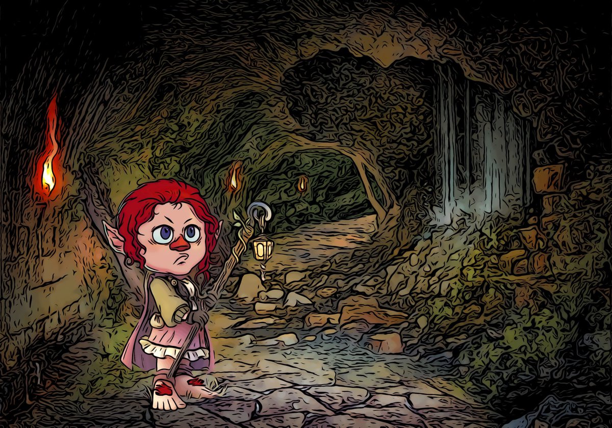 Brave Prim of <a href="/Halflington/">Adventurous Halflings ⛺️👣 - Traitswap is live!</a> follows the old dwarf mine tunnel searching for rare ether stones. 

It’s local #Halfling legend that when the ether stone rises from the ashes, a new bull is born. She’s not sure yet what that means, but with perseverance she will surely find out. 💪👣