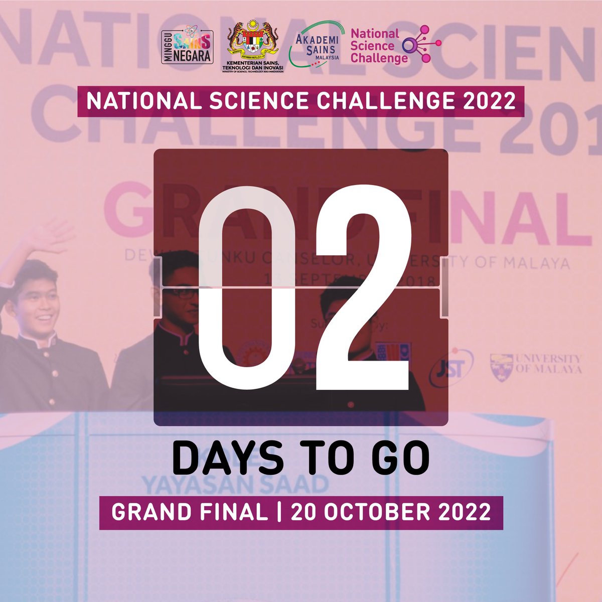 nsc_my's tweet photo. We are left with 2 days before the Grand Final of the NSC 2022! The finalists are now geared up for the competition of their life.

#MSN22 #NSC22 #MerakyatkanSains #MenginsankanTeknologi #STEM https://t.co/S35fCvu6Jx