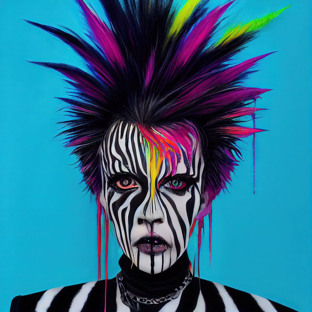 80s fashion punk zebra 🦓 #midjourney #AIart #aiartist #aiartworks