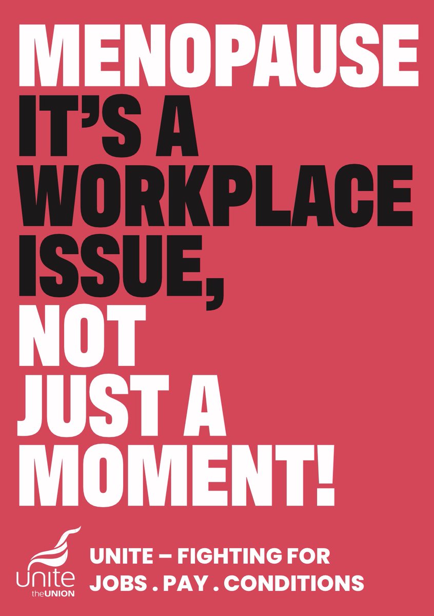 Alison_Unite's tweet photo. The menopause can be a workplace health and safety issue for many women. Employers have an obligation to act, for more information visit @unitetheunion
https://t.co/SslVgrUerj
#WorldMenopauseDay #UniteWomen
#NotJustAMoment https://t.co/YEWR6JXxue
