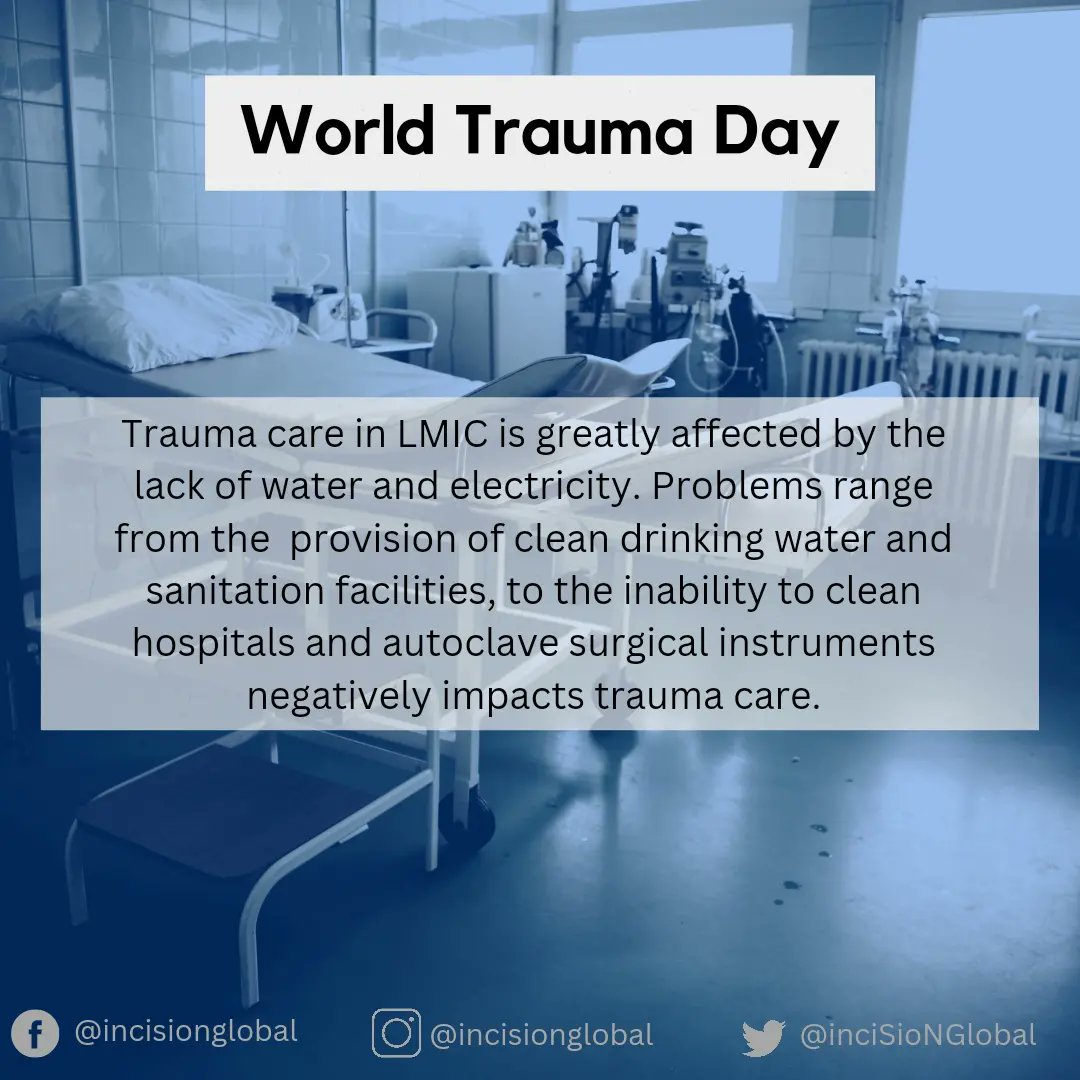 The scarcity of basics provisions such as electricity and water are a major hurdle to trauma care and healthcare in general. Mobilizing stakeholders and global surgery advocates to a larger access to basic amenities in LMIC has never been more urgent. 

#WorldTraumaDay #SaveALife