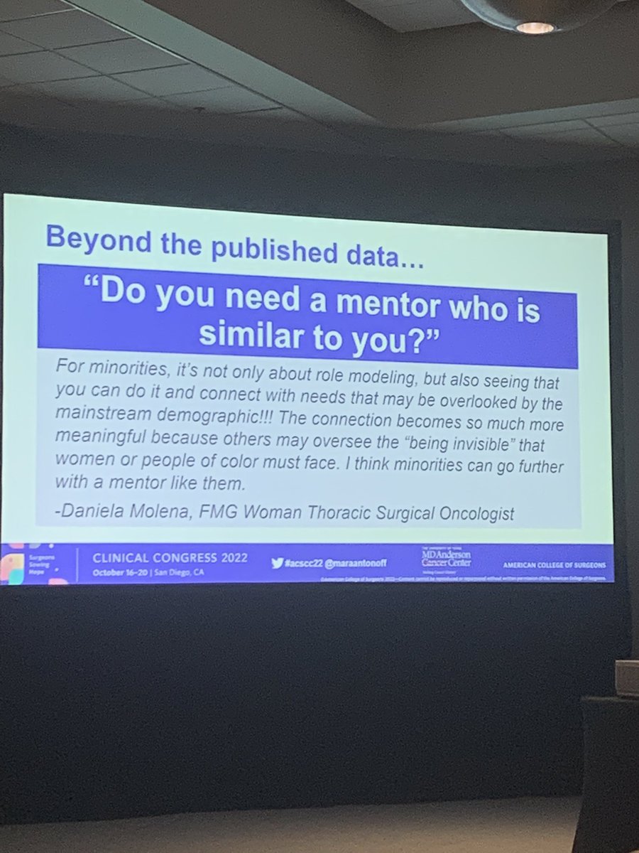 .<a href="/maraantonoff/">Mara Antonoff, MD, FACS</a> debating that mentor mentee relationships can be stronger when characteristics are shared. A very important argument for catalysts and strong connections within this relationship <a href="/MDAndersonNews/">MD Anderson News</a> <a href="/WomenSurgeons/">WomenSurgeons</a> <a href="/IanCBostock1/">Ian C. Bostock MD, MS</a> <a href="/Daniela_Molena/">Daniela</a>