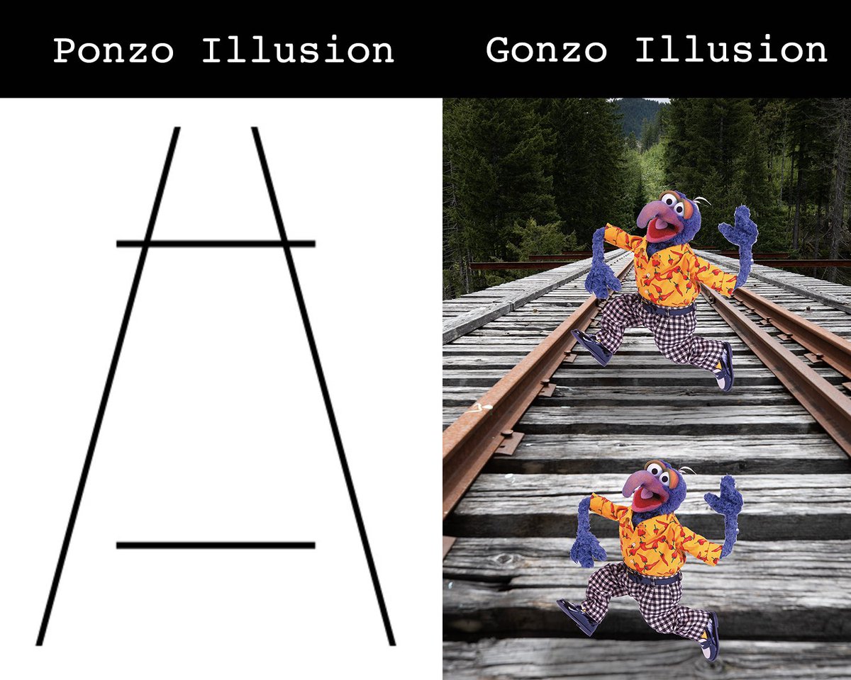 SBMost's tweet image. The famous Ponzo Gonzo illusion…