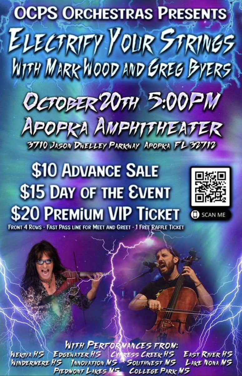 StephanLabelle's tweet image. 10 schools - 400+ students - Rock Orchestra Concert with Emmy Award winning composer and electric violinist, Mark Wood and electric cellist, Greg Byers. Tickets: tinyurl.com/EYStickets.