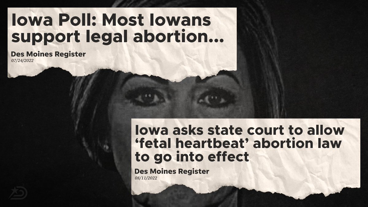 DeidreDeJear's tweet photo. Kim Reynolds’ position on reproductive freedom is not supported by her constituents. Who is she serving with these extreme views? Definitely not Iowans. https://t.co/y6woQ7I4ca