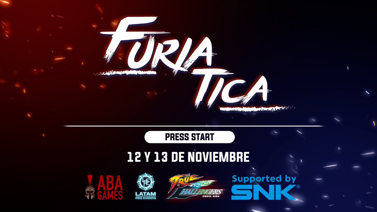 ABA_Games's tweet photo. No se pierdan uno de los eventos más grandes de Fighting games de Centro America FURIA TICA 2022
Inscripciones abiertas hasta el 8 de noviembre
Link
https://t.co/zFqfyyoWPP
#abagames #elcoliseo @latamproevents #tccr @FuriaTica @SNKPofficial @snk_oda #SFVCE #Tekken7 https://t.co/rzf4MuURm4