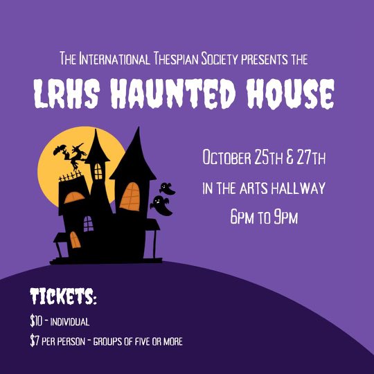 LRHS Haunted House is back!
Don't be afraid to wonder in on October 25th &amp; 27th. With different levels of spookiness we have fun for all ages 👻! We'll be waiting 👀👀👀
<a href="/LRHS_Stage/">LRHS Pride Productions</a> <a href="/leesvilleroadhs/">Leesville Road High</a> <a href="/LRHS_PTSA/">Leesville Road High School PTSA</a>