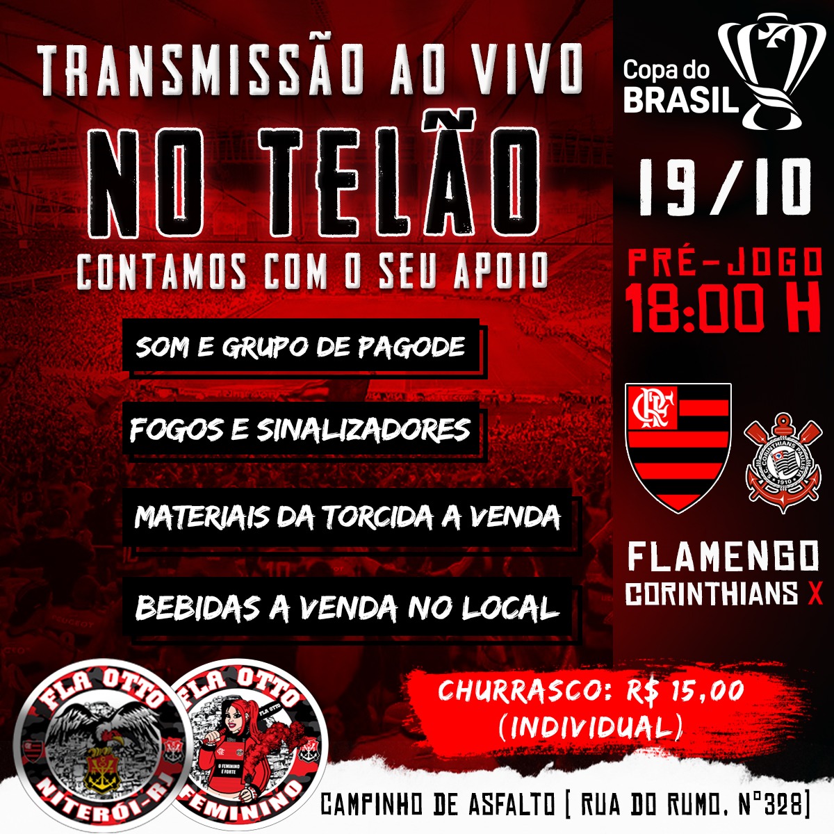 Final de Copa do Brasil é com a 𝐅𝐋𝐀𝐎𝐓𝐓𝐎 !

Dia 19/10 você Rubro-Negro(a) da Otto e adjacências tem um encontro marcado conosco, vamos juntos apoiar, cantar e torcer pelo Mengão, jogo importante estamos a 90 minutos do tetra 🏆🥳