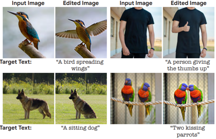 Imagic: Text-Based Real Image Editing with Diffusion Models

Demonstrates, for the very first time, the ability to apply complex (e.g., non-rigid) text-guided semantic edits to a single real image using Imagen.

arxiv.org/abs/2210.09276
