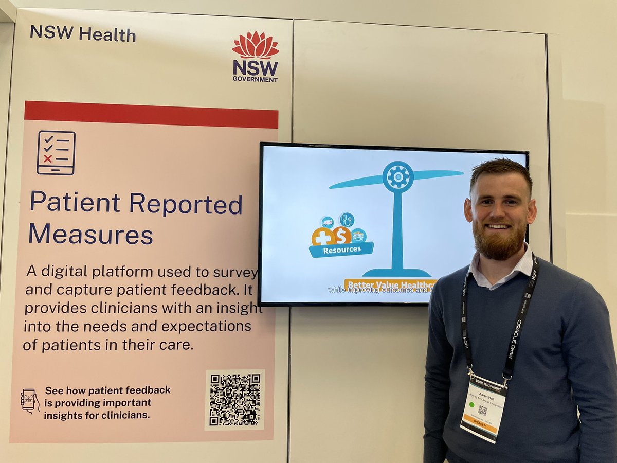 Liked Aaron Hall’s session on patient reported measures? Come visit him and the team in the #DHS2022 exhibition #patientexperience <a href="/nswaci/">NSW Agency for Clinical Innovation</a>