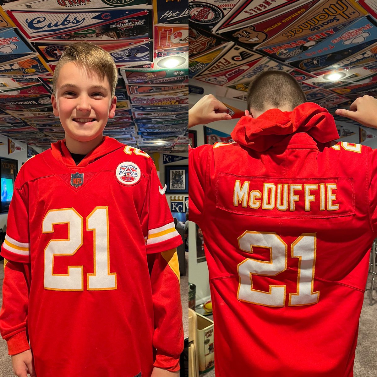 My son did such a great job serving others helping at our volunteer banquet this past weekend! I hooked him up with a <a href="/trent_mcduffie/">Trent McDuffie</a> <a href="/chiefs/">Kansas City Chiefs</a> jersey. Proud of the way he severed! #chiefskingdom