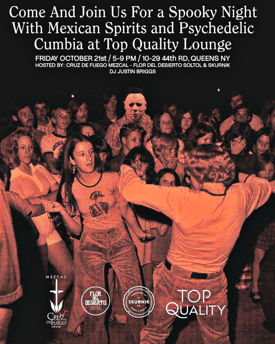 SotolFlor's tweet photo. New York, come and joins us next Friday October 21st for a spooky night full of Mexican spirits, Sotol Flor de Desierto and Mezcal Cruz de Fuego  will be featured at Top Quality Lounge with great music; come and dance your skeletons out with us! 🗽🗽 https://t.co/4AqWfYpWPG