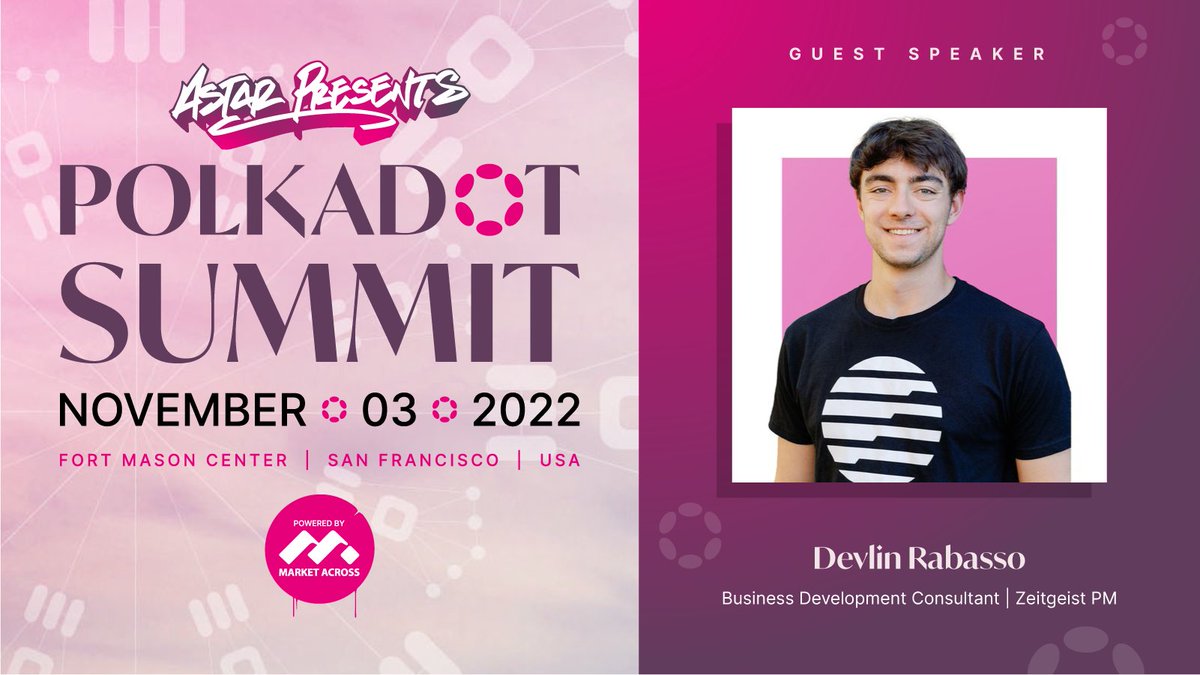 I will be speaking at the #polkadotsummit held by @astarnetwork at #SFBW22. All of the top parachains on @polkadot are going to be there, it's going to be an incredible event.

Mark your calendars for November 3rd. We will see you there!

@SFBWofficial 
@polkadotsummit