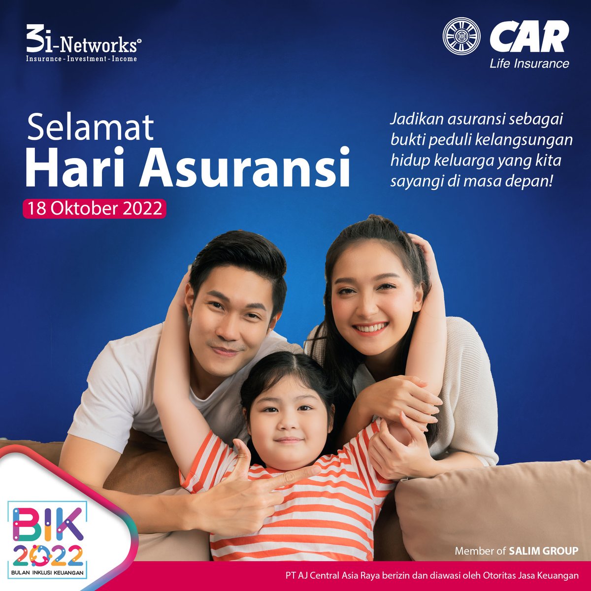 CARLife_ID's tweet photo. Selamat Hari Asuransi, Mempersiapkan asuransi sejak dini adlh bukti peduli kelangsungan hidup keluarga yg kita sayangi di masa depan.Terima kasih atas kepercayaannya kpd kami tuk senantiasa melayani & melindungi Anda serta keluarga. #mariberasuransi #carlifeinsurance #3inetworks https://t.co/62nibFMz4W