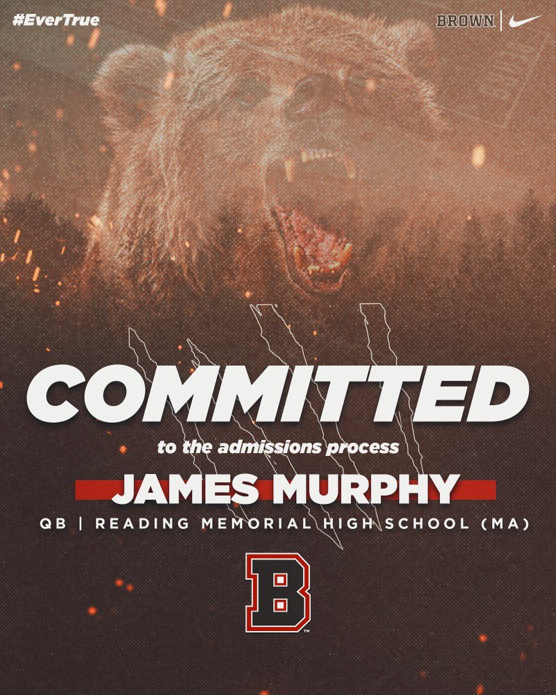 James Murphy (@jamesmurphy2023) on Twitter photo Excited to announce my commitment to Brown University!! Thank you to my family, friends, teammates, and coaches who have helped make this possible! <a href="/BrownU_Football/">Brown Bears Football</a> <a href="/coachjohnfiore/">Coach John Fiore</a> <a href="/coachsheehan88/">Patrick Sheehan</a> <a href="/rmhs_football/">Rockets Football</a> <a href="/M2_QBacademy/">M2 QB Academy</a> <a href="/BrownHCPerry/">James Perry '00</a> <a href="/Coach_RMattison/">Ryan Mattison</a> Excited to announce my commitment to Brown University!! Thank you to my family, friends, teammates, and coaches who have helped make this possible! <a href="/BrownU_Football/">Brown Bears Football</a> <a href="/coachjohnfiore/">Coach John Fiore</a> <a href="/coachsheehan88/">Patrick Sheehan</a> <a href="/rmhs_football/">Rockets Football</a> <a href="/M2_QBacademy/">M2 QB Academy</a> <a href="/BrownHCPerry/">James Perry '00</a> <a href="/Coach_RMattison/">Ryan Mattison</a>