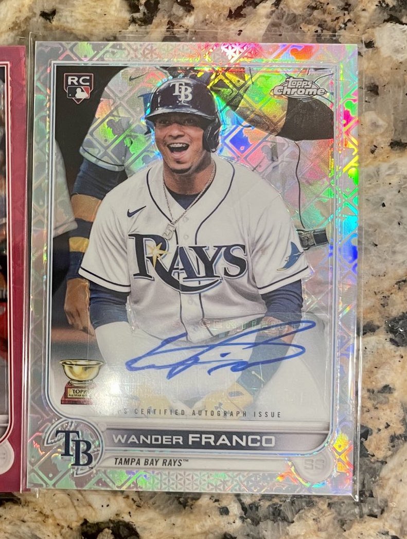 Scotty_Ballgame's tweet photo. Pulled from a Topps Chrome Logofractor box by @cj_cady. Holy banger. Congratulations sir. #WandersWorld #RaysUp #collect #thehobby https://t.co/5tAV5HkFyy