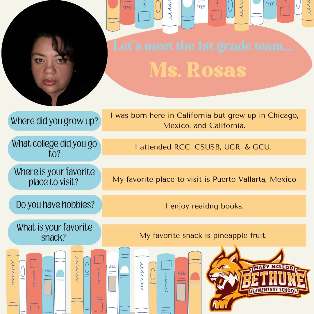 vvusdbethune's tweet photo. Get to know our Bethune Family! 🐯Each week we will be spotlighting teachers from each grade level and sharing some fun facts about them! ❤️ 🙌🙏✨

Say hello to our 1st grade Team: Ms. Davis, Ms. Castillo, and Ms. Rosas! 👋 #leanonme #leanonawildcat🐯 https://t.co/cCHwrqChqV