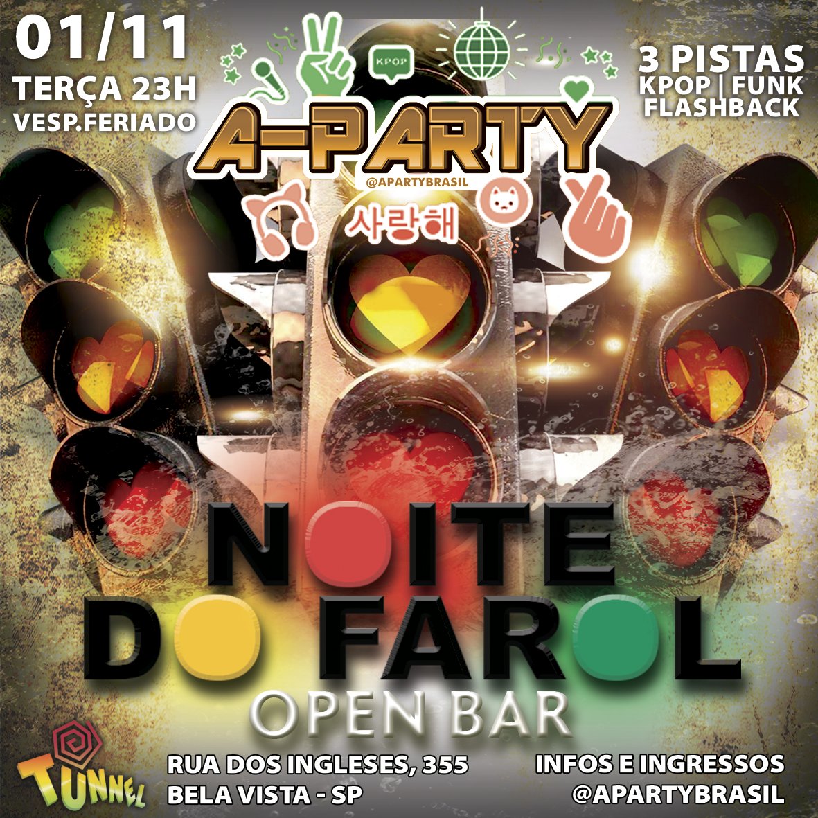 apartybrasil's tweet photo. E vai ter invasão da @apartybrasil na véspera de feriado na @balada_tunnel !
Um #OpenBar imperdível com temática Noite do Farol com bebida liberada a noite toda em 3 pistas tocando muito #KPOP, #FUNK & #FlashBack !
https://t.co/jp5D8JjpYe
#kpopparty #apartybrasil #kpopper https://t.co/15Godasmr5