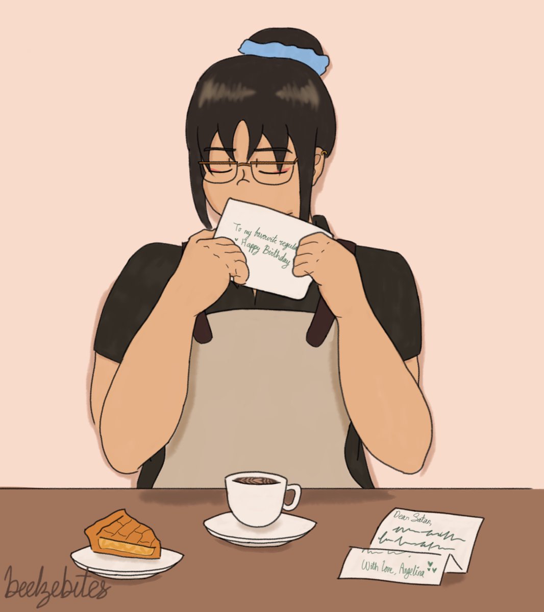 obm_bdz's tweet photo. #SatanCollab2022 #ObeyMeSatan #HappyBirthdaySatan #ObeyMeBD

Prompt: Worker/Customer AU
Artist: @beelzebites https://t.co/ASozkYpZm6