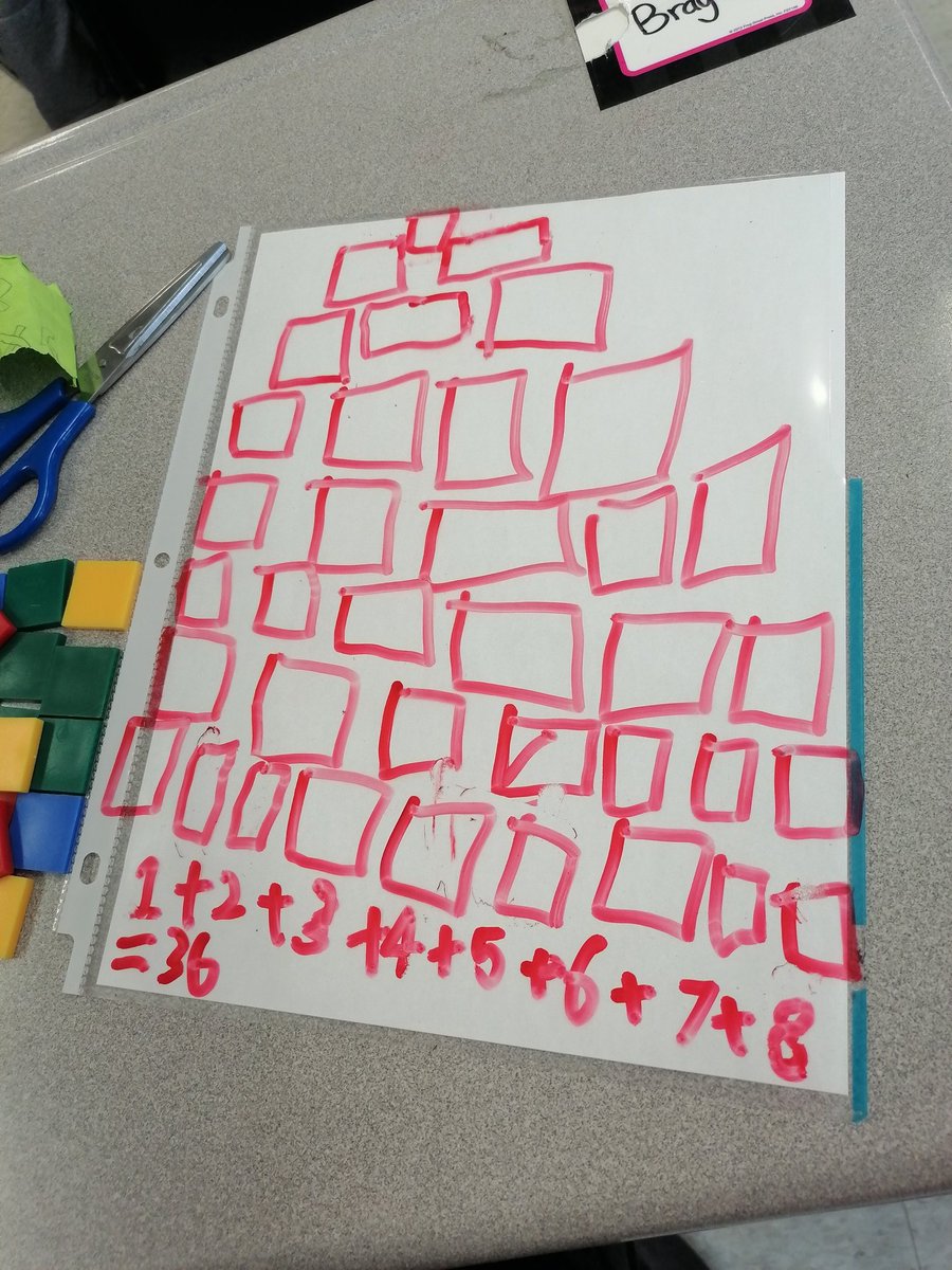 Showing number squares and triangles while learning about special numbers.