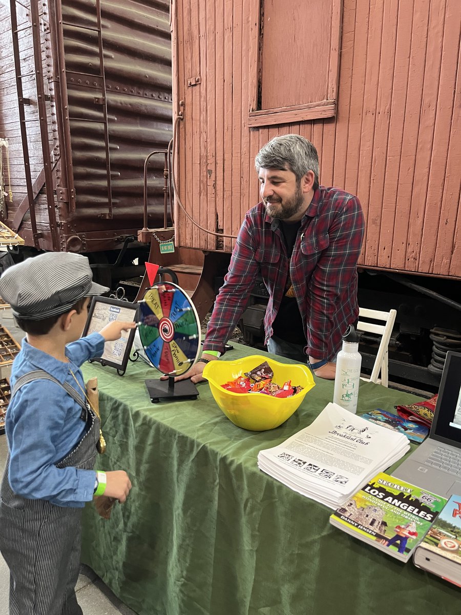 labreakfastclub's tweet photo. Delighted to be a part of this year's Travel Town Museum Foundation Depot Day festivities. What a great turnout!
#depotday #traveltown #traincostumes #clubofhospitality #democracyofhamaneggs #shrineoffriendship #griffithpark #labreakfastclub #LosAngelesBreakfastClub https://t.co/tYtv1EIxrT