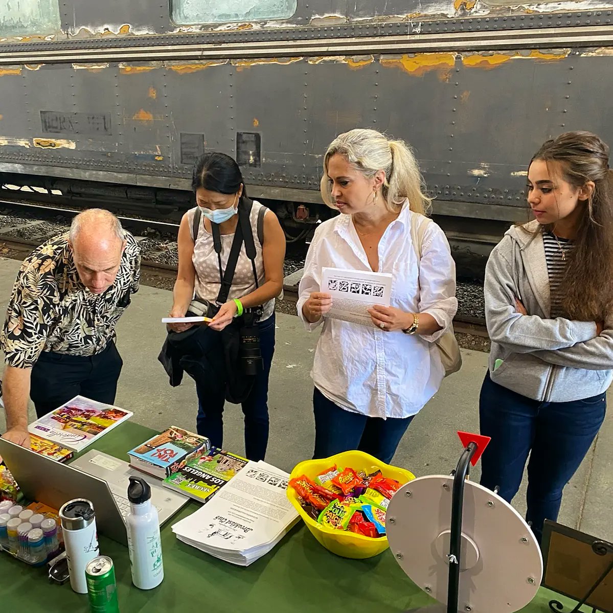 labreakfastclub's tweet photo. Delighted to be a part of this year's Travel Town Museum Foundation Depot Day festivities. What a great turnout!
#depotday #traveltown #traincostumes #clubofhospitality #democracyofhamaneggs #shrineoffriendship #griffithpark #labreakfastclub #LosAngelesBreakfastClub https://t.co/tYtv1EIxrT