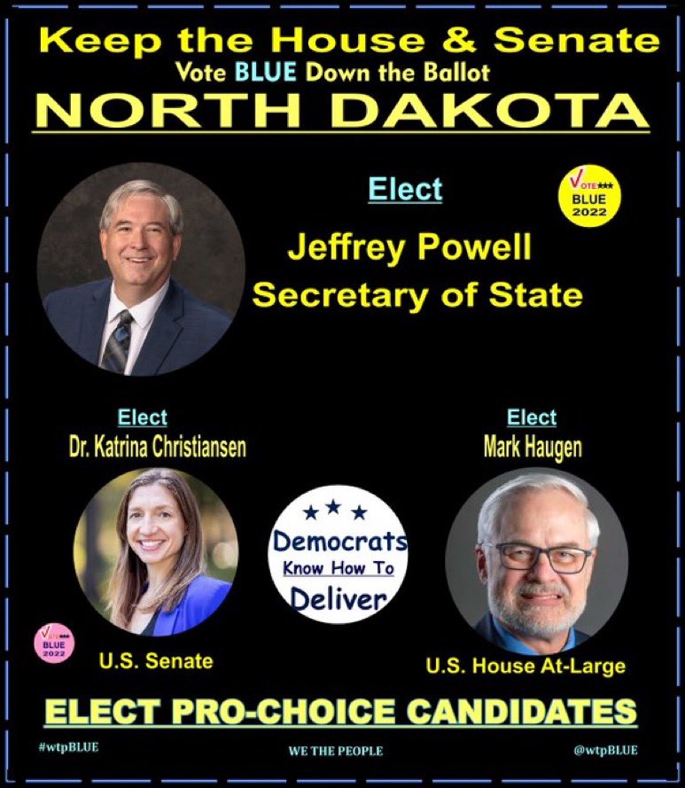 wtpBLUE's tweet photo. #VoteBlue Dems Deliver for ND
Biden's Infrastructure Act provides
$1.7B Hwys
$225M Bridge repair or replace
$109M Transportation
$26M EV Charging Network
House Vote
Dems 228 YES
GOP 206 NO
GOP Senators Cramer & Hoeven voted NO! 😡
#wtpBLUE wtp1597 https://t.co/3abRMakazj