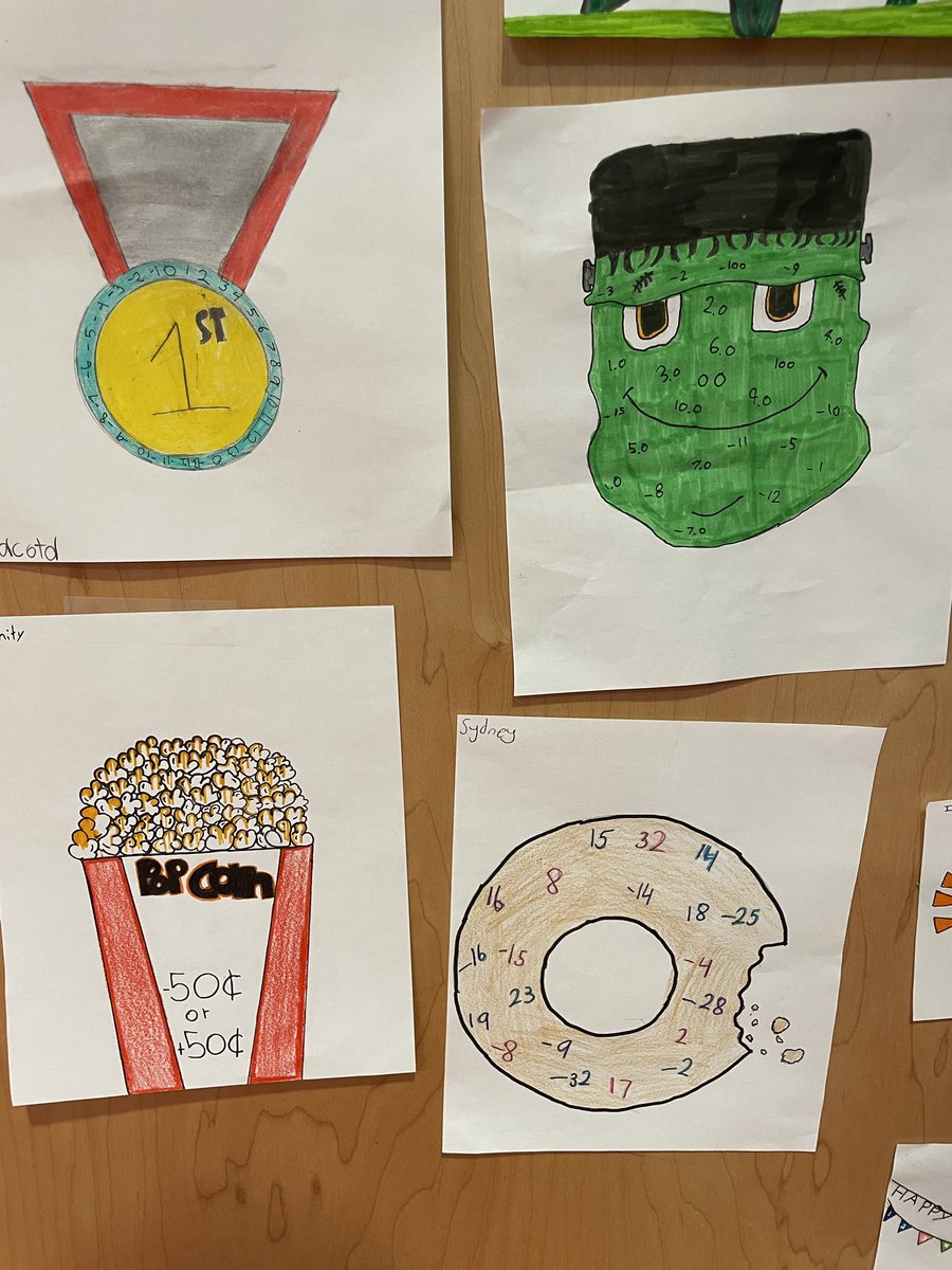 TeacherMsSmart's tweet image. Introduction to Integers- can you spot the integers in our art? #grade7math #integers #art