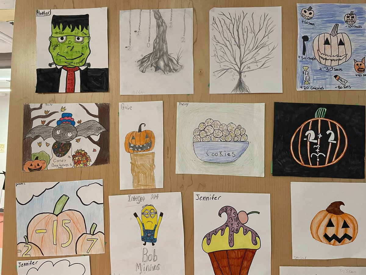 TeacherMsSmart's tweet image. Introduction to Integers- can you spot the integers in our art? #grade7math #integers #art