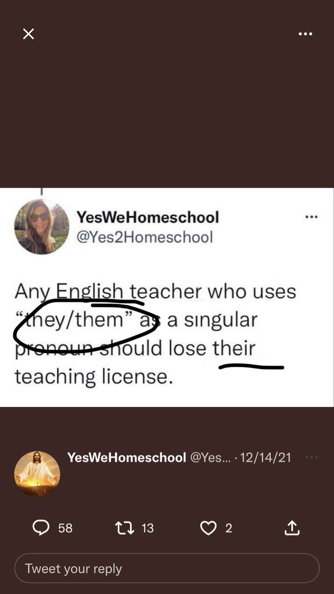 Braudaxe's tweet photo. @Yes2Homeschool1 Holy shit could you be any dumber? https://t.co/O8GGKQSnAP