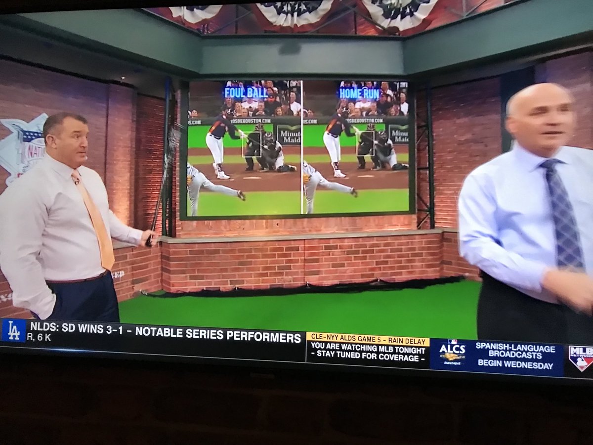 LarryPantages's tweet photo. While fans wait for a decision on Game 5, Jim Thome is on the MLB Network demonstrating batting techniques … https://t.co/eyB9CG9aLZ