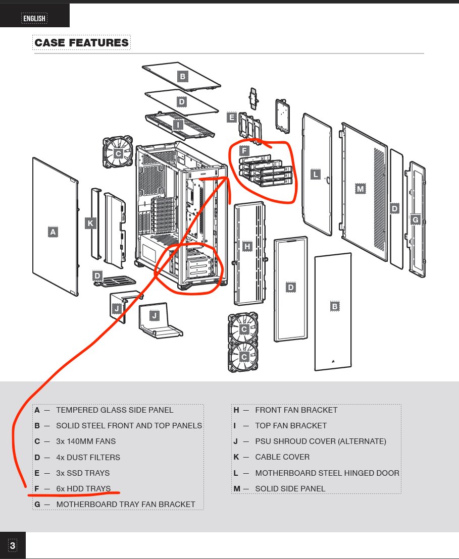 jeffhammer's tweet photo. @CORSAIR I'm trying to find replacement HDD Trays for the 7000D AirFlow Case - can you help me locate these parts (HHD Cage - CC-8900648, HDD Tray - CC-8900329) https://t.co/Z0fccMujx2