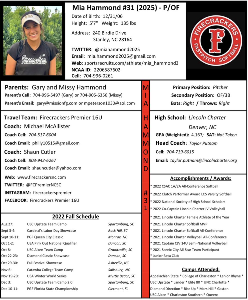 miahammond2025's tweet photo. Excited to take the field again this weekend with my Firecrackers Premier teammates at the Diamond Classic Fall Exposure in Tyger River.
#FirecrackersStrong
#greatcomp
#DCShowcase
#hardworkworks
#teamworkwins https://t.co/Bo6bNWZ4IK