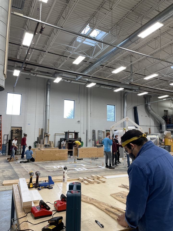 TriangleClub's tweet photo. We build more than campfires at Camp Backwash! TriTech is hard at work making some incredible sets for Campelot! Make sure to see them Nov. 4-6 — link in bio https://t.co/gkmYBaEFev