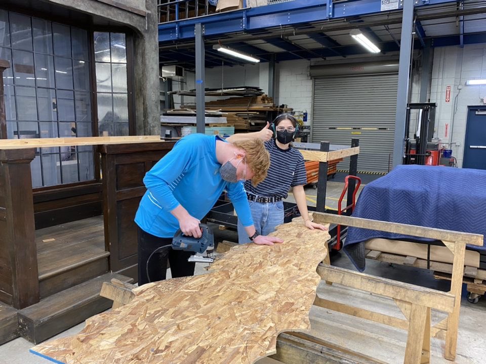 TriangleClub's tweet photo. We build more than campfires at Camp Backwash! TriTech is hard at work making some incredible sets for Campelot! Make sure to see them Nov. 4-6 — link in bio https://t.co/gkmYBaEFev