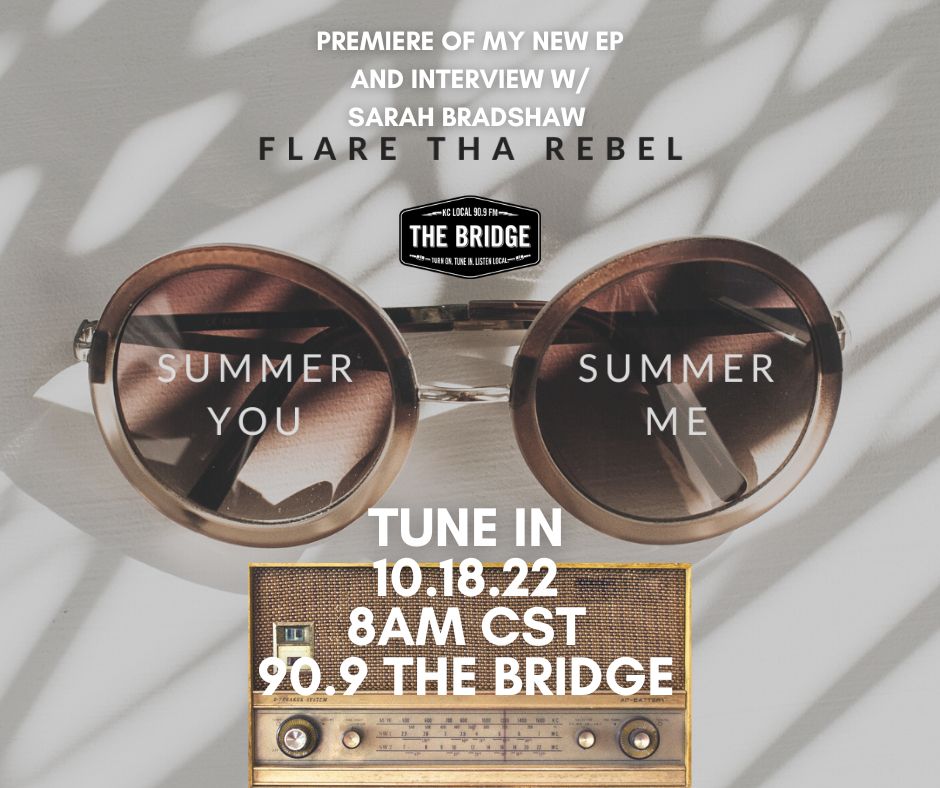 Jeff Shafer (@flaretharebel) on Twitter photo New EP - Summer You, Summer Me - gets an exclusive premiere on <a href="/909thebridge/">90.9 The Bridge</a> 10/18 at 8 AM CST! Tune in and also catch my interview w/ Sarah Bradshaw. #SummerExtended #SummerStateOfMind New EP - Summer You, Summer Me - gets an exclusive premiere on <a href="/909thebridge/">90.9 The Bridge</a> 10/18 at 8 AM CST! Tune in and also catch my interview w/ Sarah Bradshaw. #SummerExtended #SummerStateOfMind